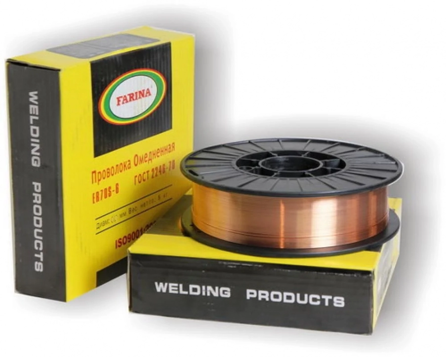 Сварочная омедненная проволока для полуавтомата Farina ER70S-6 1.0мм / 5кг D200